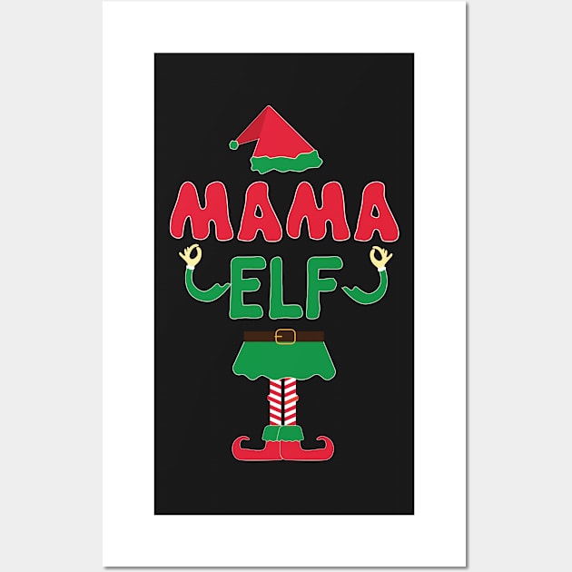 Funny Christmas Mama Elf Matching Family Apparel Wall Art by Evoke Collective